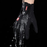 Waterproof touchscreen motorcycle winter gloves for outdoor riding.