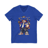 Blue Boss Streetwear Graphic V-Neck T-Shirt