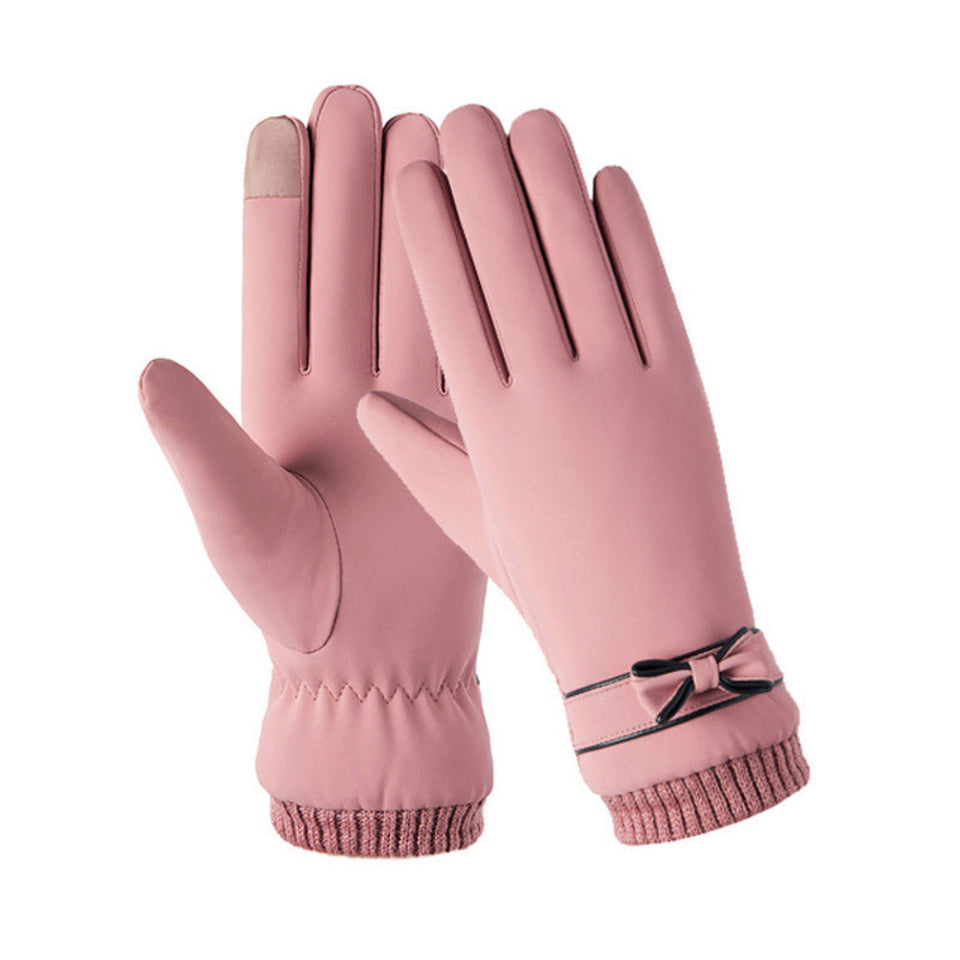 Women's soft touch winter gloves with a smooth insulated finish for cold weather.