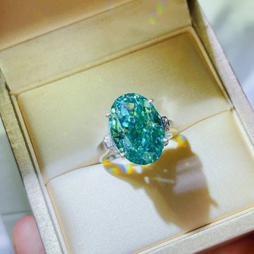 5 Carat Moissanite 925 Sterling Silver Ring - Turquoise