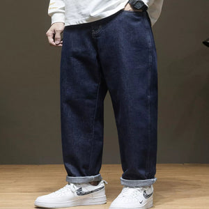 Men's washed wide leg denim jeans for casual everyday wear.