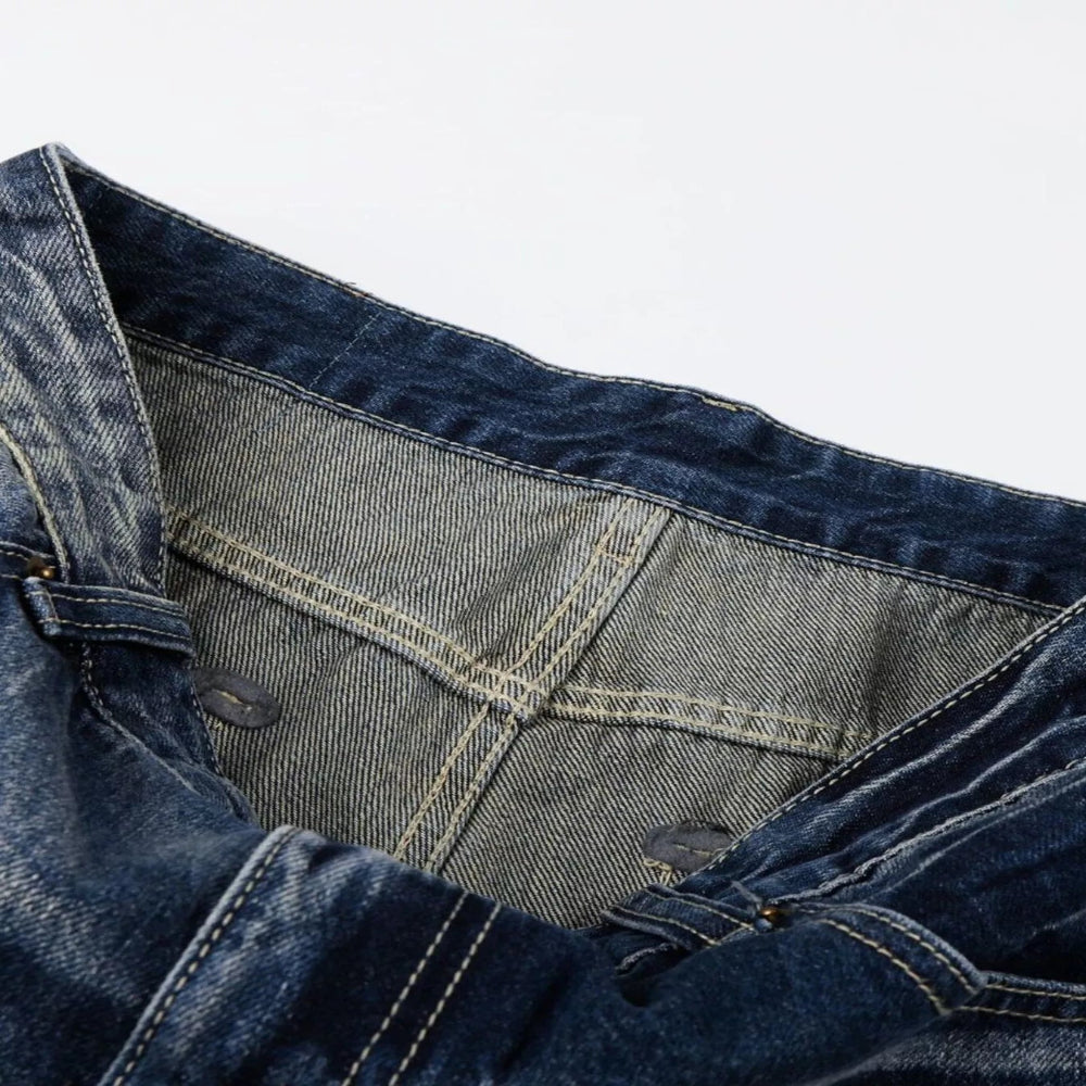 Men's Full Size Distressed Wide-Leg Bootcut Jeans Plus Size - Blue