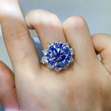 10 Carat Moissanite 925 Sterling Silver Ring - Dark Blue
