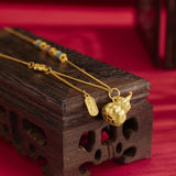 18K gold-plated gourd pendant necklace with an elegant polished finish.