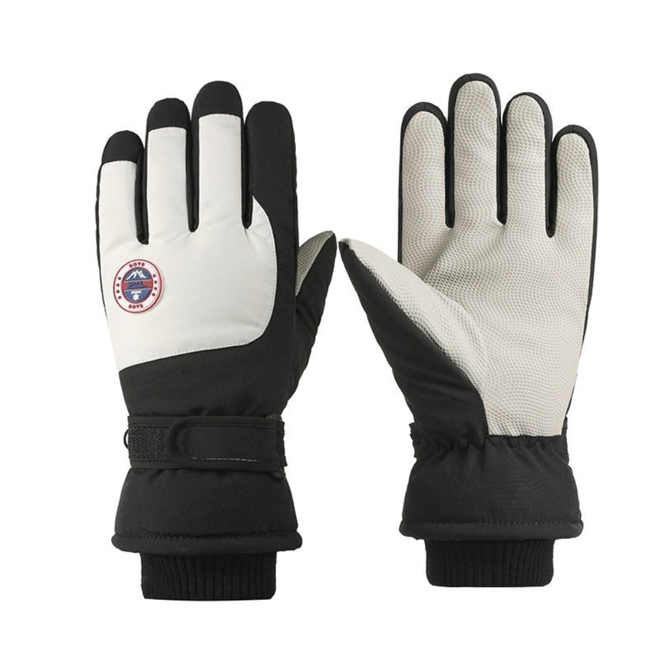 Winter ski windproof touchscreen gloves with warm fleece lining for skiing and cold-weather outdoor activities.