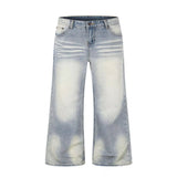 Men's Full Size Vintage Wash Wide Leg Jeans Plus Size - Medium
