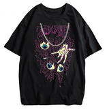 Zombie Horror Gothic Washed Cotton Oversized T-Shirt - long black necklace