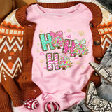HO HO Christmas Tree Graphic Pullover Sweatshirt - Blush Pink