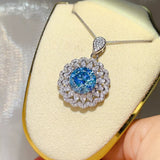 5 carat moissanite pendant necklace crafted in 925 sterling silver with a brilliant sparkling gemstone.