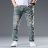 Men's Distressed Slim Fit Jeans - Air Force Blue