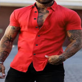 Men's Full Size Slim Fit Short Sleeve Button-Down Shirt Plus Size - Black