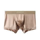 Men's ice silk seamless boxer briefs in multiple colors with breathable stretch fabric and comfortable mid-rise fit.
