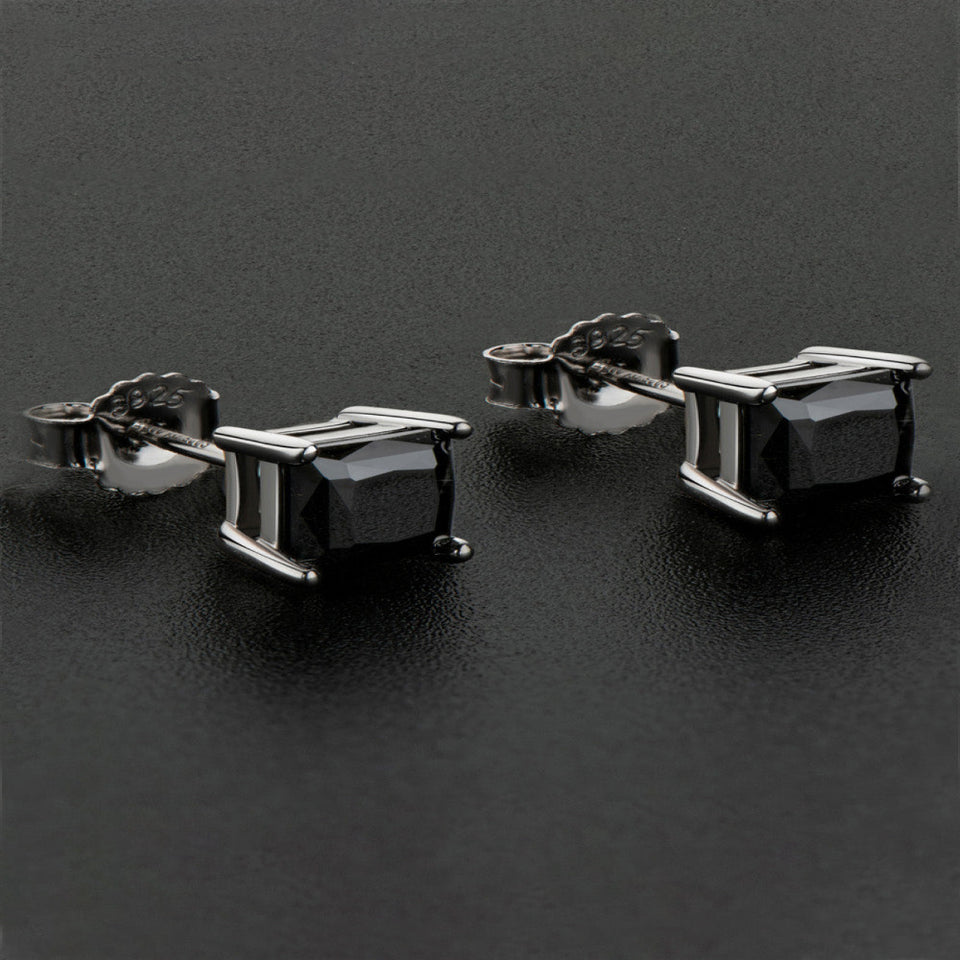 Square moissanite stud earrings crafted in 925 sterling silver with brilliant sparkling gemstones.