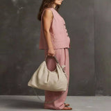 Full Size Sleeveless Vest and Wide-Leg Pants Set Plus Size - Pink