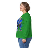 Blue Graffiti Bunny Graphic Long Sleeve T-Shirt