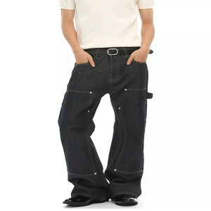Men's loose fit denim jeans with a relaxed casual style.
