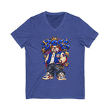 Blue Boss Streetwear Graphic V-Neck T-Shirt