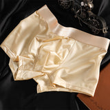 Men's Satin Light Luxury Ice Silk Underwear Summer - Fog green gray