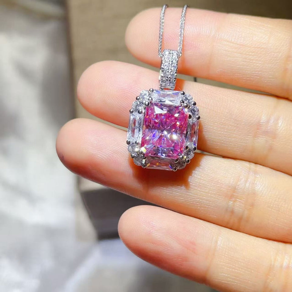 5 carat moissanite pendant necklace crafted in 925 sterling silver with a brilliant sparkling gemstone.