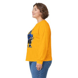 Skateboard Bunny Long Sleeve Tee — Blue Rabbit Skate Graphic