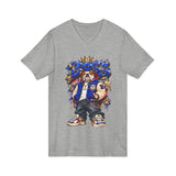 Blue Boss Streetwear Graphic V-Neck T-Shirt