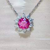 5 carat moissanite pendant necklace in 925 sterling silver with a brilliant sparkling gemstone.
