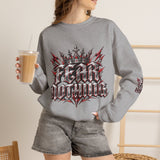 Crewneck Sweatshirt – 'Fear Nothing' Gothic Crown Graphic