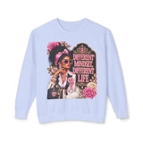 Crewneck Sweatshirt — 'Different Mindset, Different Life' Floral Afrocentric Design