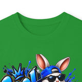 Blue Graffiti Bunny Graphic Long Sleeve T-Shirt