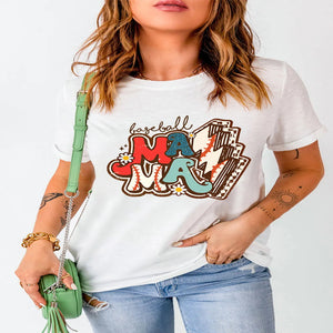 Women's MERRY Christmas graphic round neck sweatshirt for festive holiday wear.