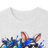 Blue Graffiti Bunny Graphic Long Sleeve T-Shirt