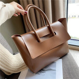 Fashion Women Shoulder Bags Large Capacity Handbags Simple Retro Tote - Light Brown
