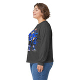 Blue Graffiti Bunny Graphic Long Sleeve T-Shirt