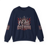 Crewneck Sweatshirt – 'Fear Nothing' Gothic Crown Graphic
