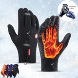 Waterproof touchscreen motorcycle winter gloves for outdoor riding.