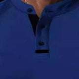Men's Full Size Long Sleeve Button Detail T-Shirt Plus Size - Navy