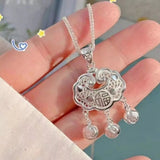 925 sterling silver lock pendant necklace with an elegant polished design.