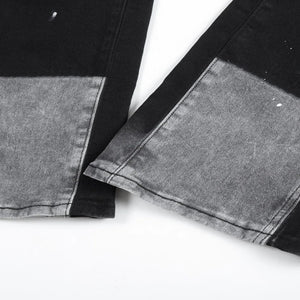 Men's contrast washed bootcut denim jeans with a classic fit.