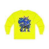 Blue Graffiti Bunny Graphic Long Sleeve T-Shirt