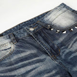 Men's Studded Washed Bootcut Jeans - Blue