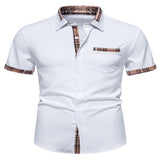 Men's Short Sleeve Plaid Trim Shirt - Black