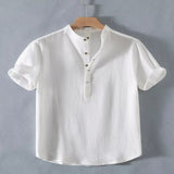 Men's Plus Size Button Detail Short Sleeve Shirt - White