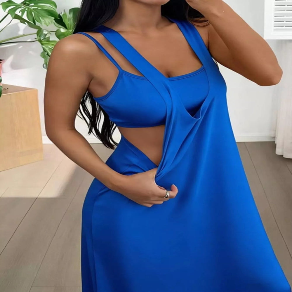 Scoop Neck Cami and Maxi Dress Set - Black