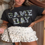 Game Day Camo Print Tee Short Sleeve Casual T-Shirt - Black