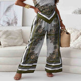 Printed Cami and Wide Leg Pants Set - Light Blue