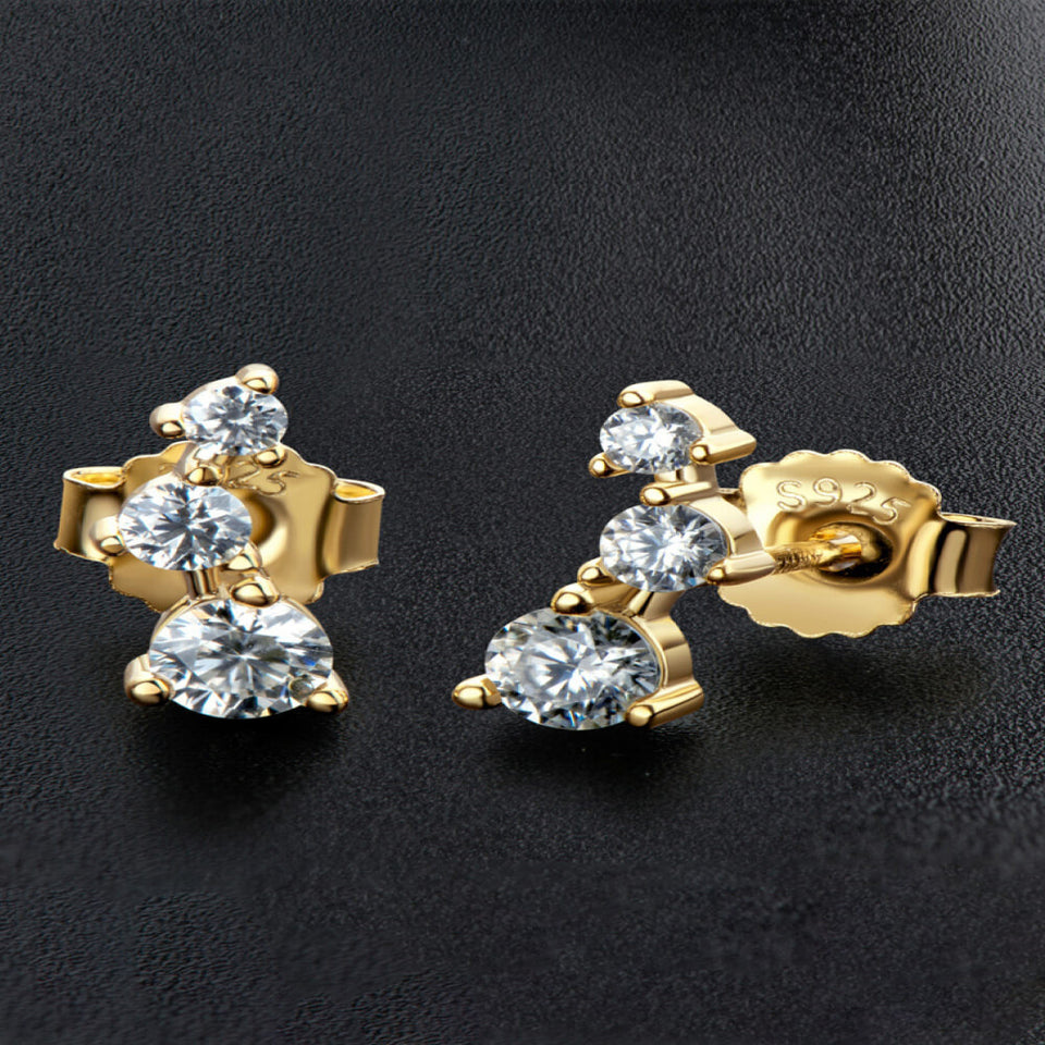 Moissanite stud earrings with brilliant sparkling gemstones in an elegant classic design.