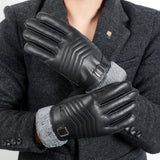 Men's plus velvet thermal winter gloves with soft insulated lining.