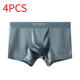 Men's Satin Light Luxury Ice Silk Underwear Summer - Oat Brown