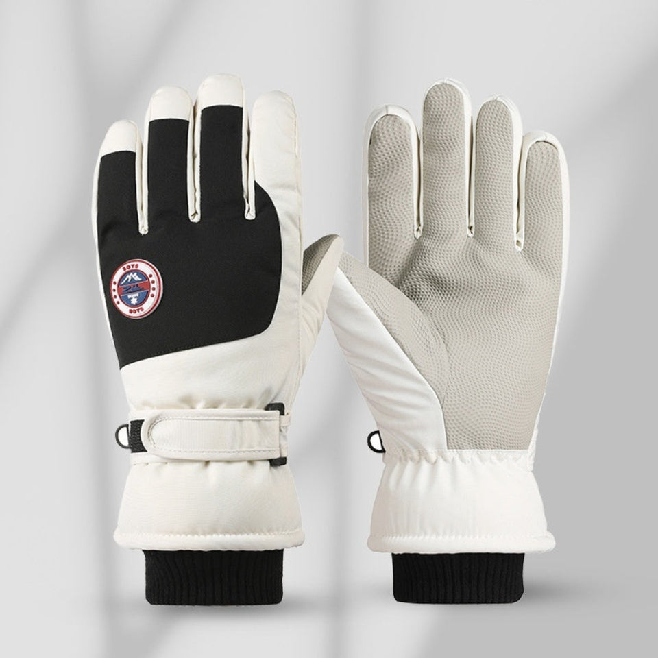 Winter ski windproof touchscreen gloves with warm fleece lining for skiing and cold-weather outdoor activities.