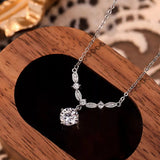 Luxury zircon pendant necklace in 925 sterling silver.